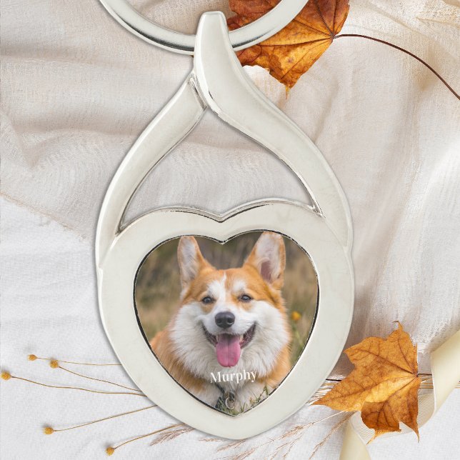 Personalised Pet Photo Simple Dog Lover Heart Key Ring (Creator Uploaded)