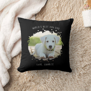 Personalised Pet Photo Splash World's Best Dog Dad Cushion