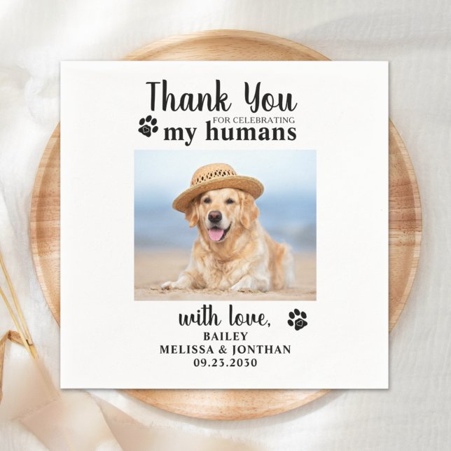 Personalised Pet Photo Thank You Dog Wedding Napkin (Creator Uploaded)