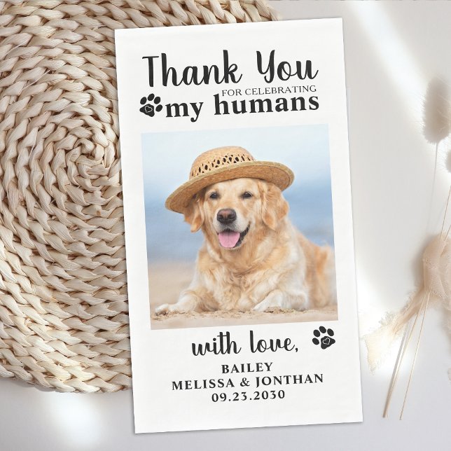 Personalised Pet Photo Thank You Dog Wedding Napkin (Creator Uploaded)