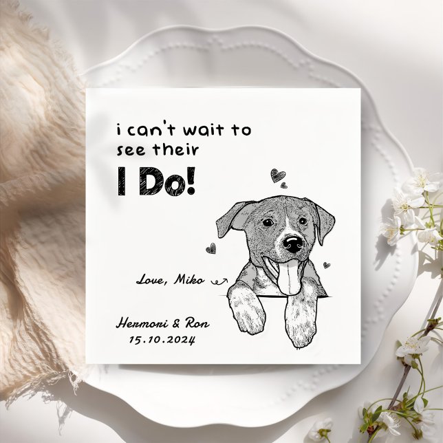 Personalised Pet Photo Thank You Dog Wedding Napkin (Creator Uploaded)