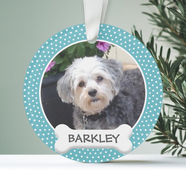 Personalised Pet Photo with Dog Bone Ornament (Personalized Ornament with Photo - Pet)