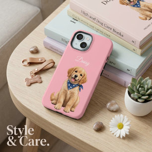 Personalised Pet Photo With Name Blossom Pink iPhone 15 Case