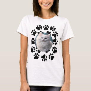Personalised Pet Photo With Paw Prints Pattern T-Shirt