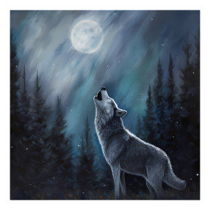 Personalised Pet Photo   Wolf Howling At The Moon