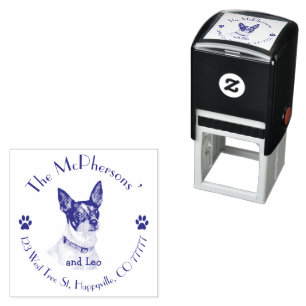 Personalised pet portrait return address self-inking stamp