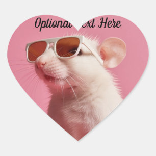 Personalised Pet Rat in Sunglasses Pink Heart Sticker