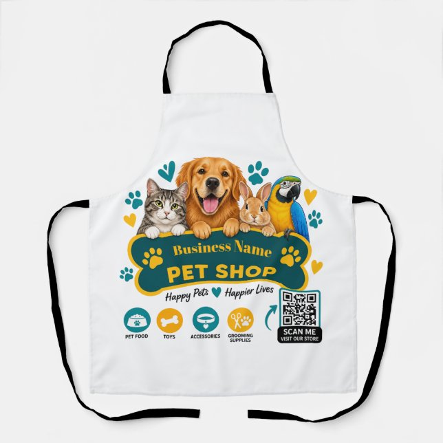 Personalised Pet Store Owner Apron with QR Code (Front)