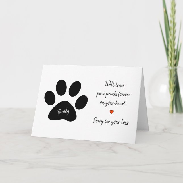 Personalised Pet Sympathy Card (Front)