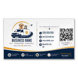Personalised Pet Transport Services Magnetic Business Card