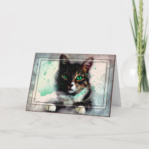 Personalised Pet Watercolor Design Cat Card