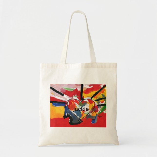Personalised Peter Max Art Style heart tote bag (Front)