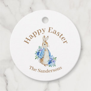 Personalised Peter Rabbit Watercolor Floral Easter Favour Tags