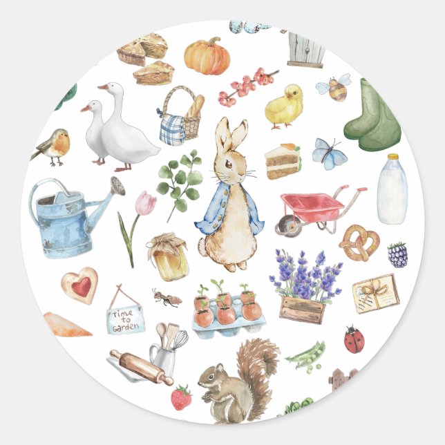 personalised peter the rabbit classic round sticker (Front)