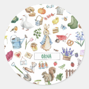 personalised peter the rabbit classic round sticker