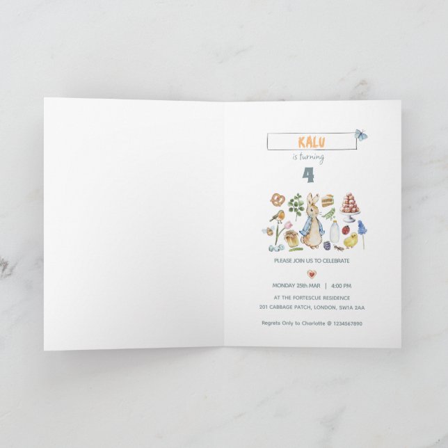 personalised peter the rabbit invitation (Inside)