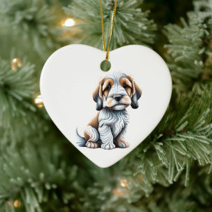 Personalised Petit Basset Griffon Vendéen Puppy Ceramic Tree Decoration