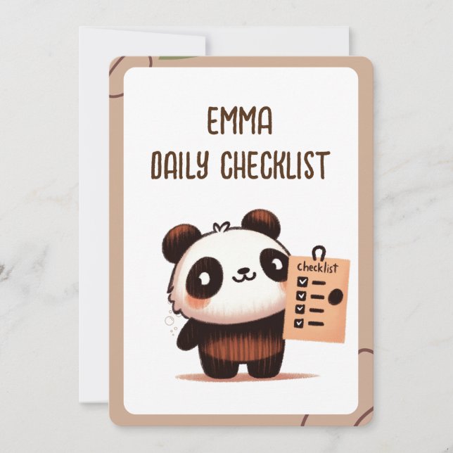 personalised petite Panda daily check list (Front)