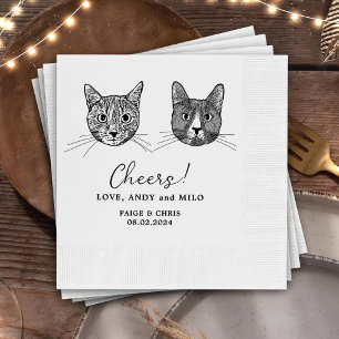 Personalised Pets Custom Hand Drawing Wedding Napkin