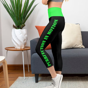 Personalised Pets Green Black Grunge Edgy Look Capri Leggings