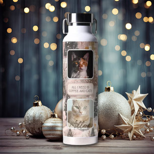 Personalised Pets Photo Collage Christmas  Water Bottle