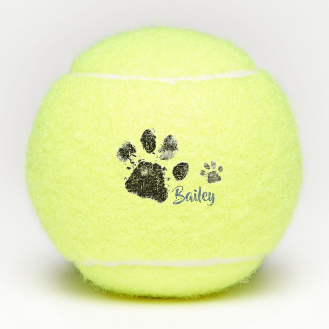 Personalised Pet's Tennis Ball with Paw Prints (Front)
