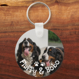 Personalised Pets Two Photo Dog Paws Keychain