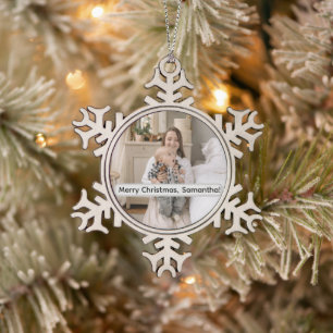 Personalised Pewter Snowflake Photo Ornament