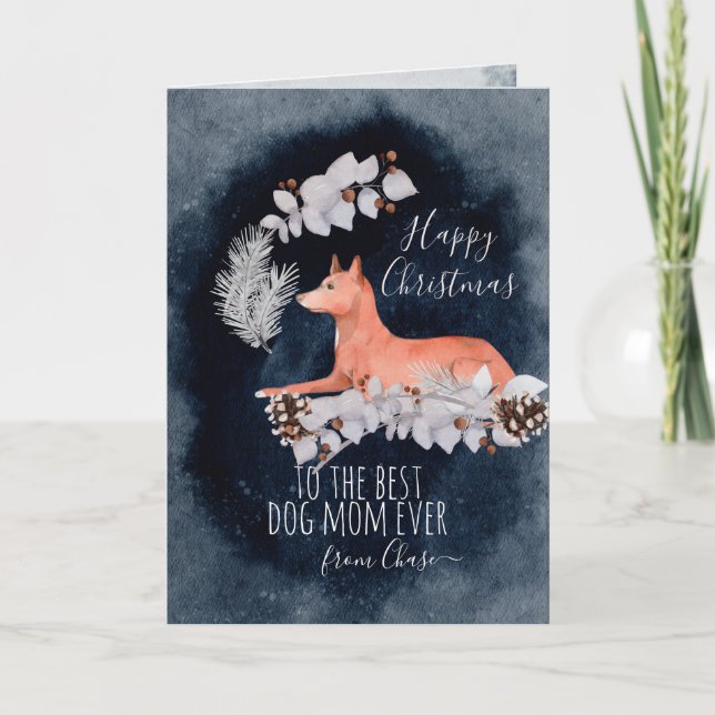 Personalised Pharaoh Hound Mum Christmas  Holiday Card (Front)
