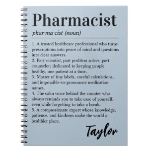 Personalised Pharmacist Definition Dusty Blue Gift Notebook