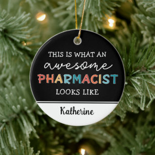 Personalised Pharmacist Funny Awesome Pharmacist Ceramic Tree Decoration