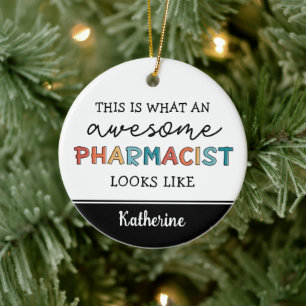 Personalised Pharmacist Funny Awesome Pharmacist Ceramic Tree Decoration