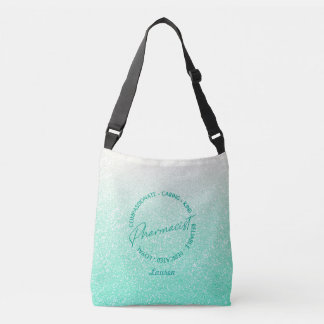 Personalised Pharmacist Green Glitter Tote Bag
