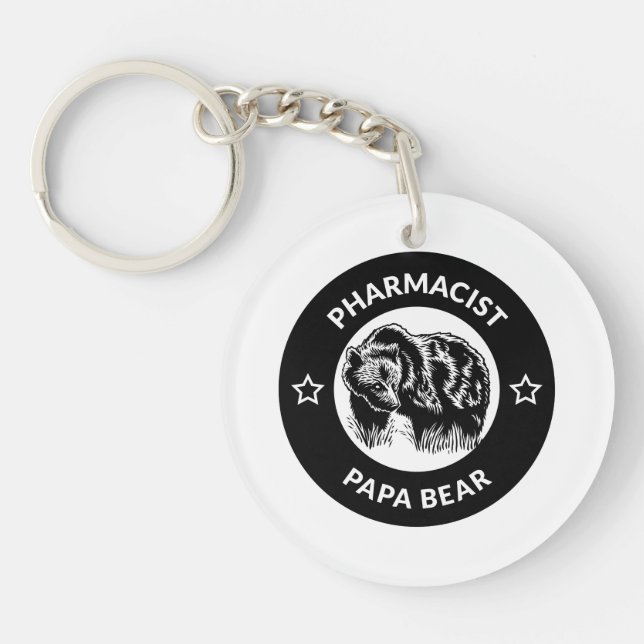 Personalised Pharmacist Papa Bear Keychain (Front)
