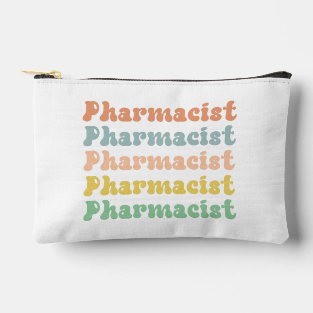 Personalised Pharmacist Retro Groovy Pharmacy Accessory Pouch (Front)