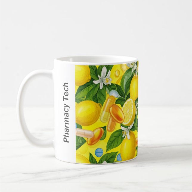 Personalised Pharmacy Mug Lemon Yellow (Left)