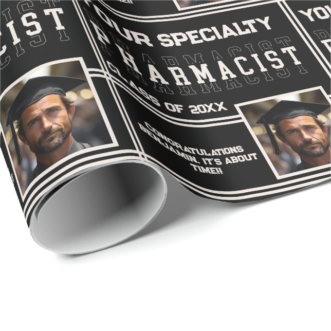 Personalised Pharmacy Name Graduation Year Photo Wrapping Paper (Roll Corner)