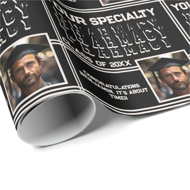 Personalised Pharmacy Name Graduation Year Photo Wrapping Paper (Roll Corner)