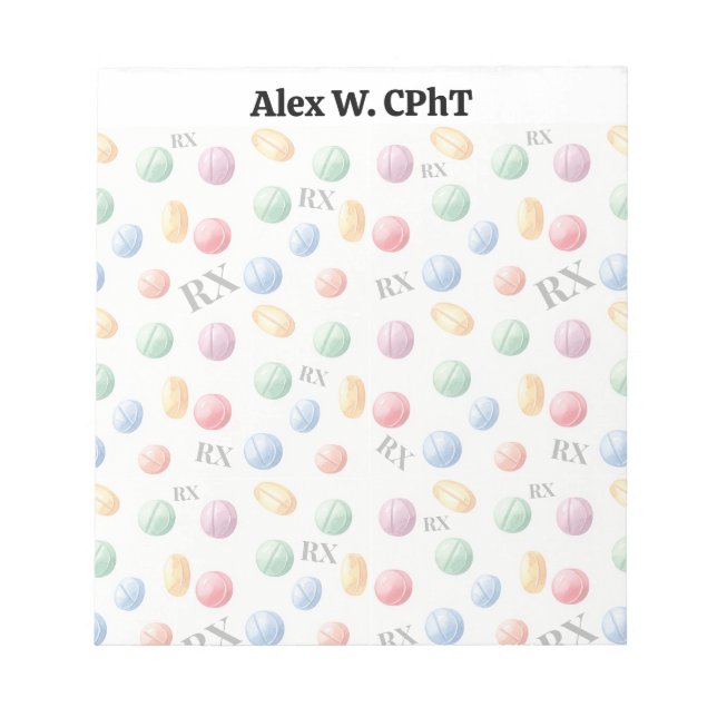 Personalised Pharmacy Notepad Custom CPhT 5.5x6" (Front)