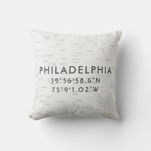 Personalised Philadelphia Map   Light Grey Cushion
