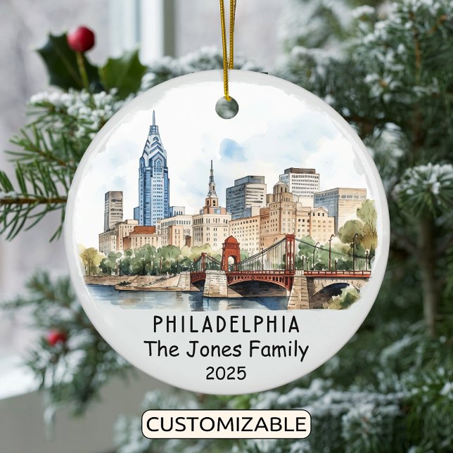 Personalised Philadelphia Ornament, Pennsylvania Ceramic Tree Decoration (Creator Uploaded)