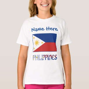 Personalised Philippines Flag Heritage Girls' T-Shirt