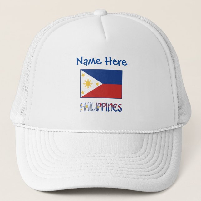 Personalised Philippines Flag Heritage Trucker Hat (Front)