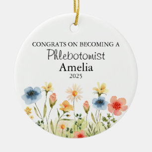 Personalised Phlebotomist Ornament, Graduation Ceramic Tree Decoration
