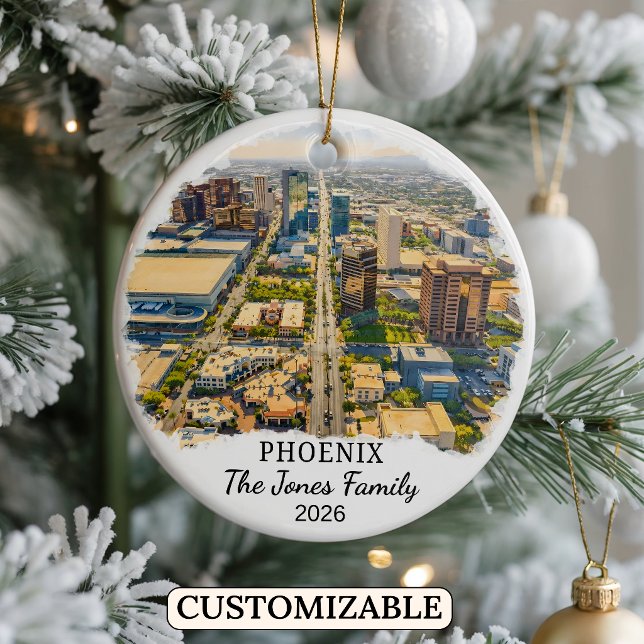 Personalised Phoenix Ornament, Custom Arizona Ceramic Tree Decoration (Creator Uploaded)