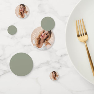 Personalised Photo 16th Birthday Sage Green Confetti