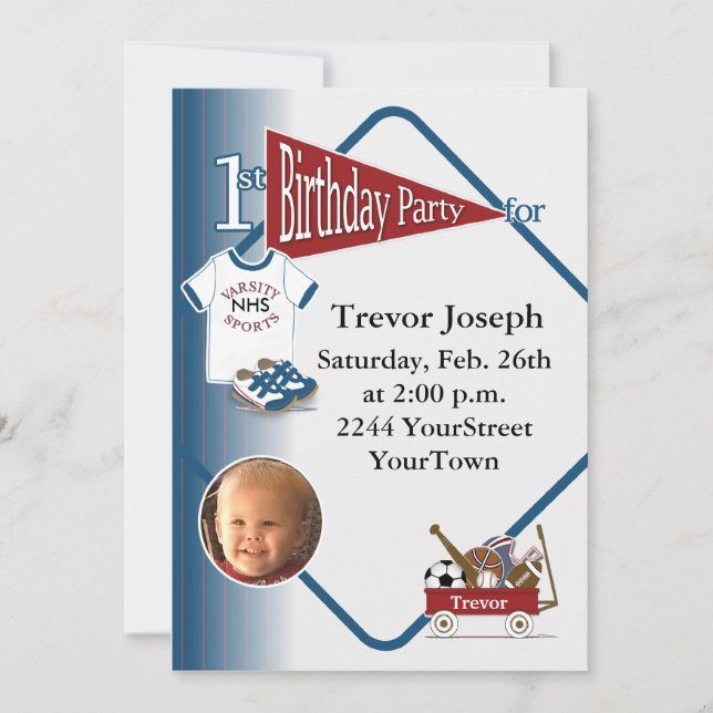 Personalised Photo 1st Birthday Invitation (Front)