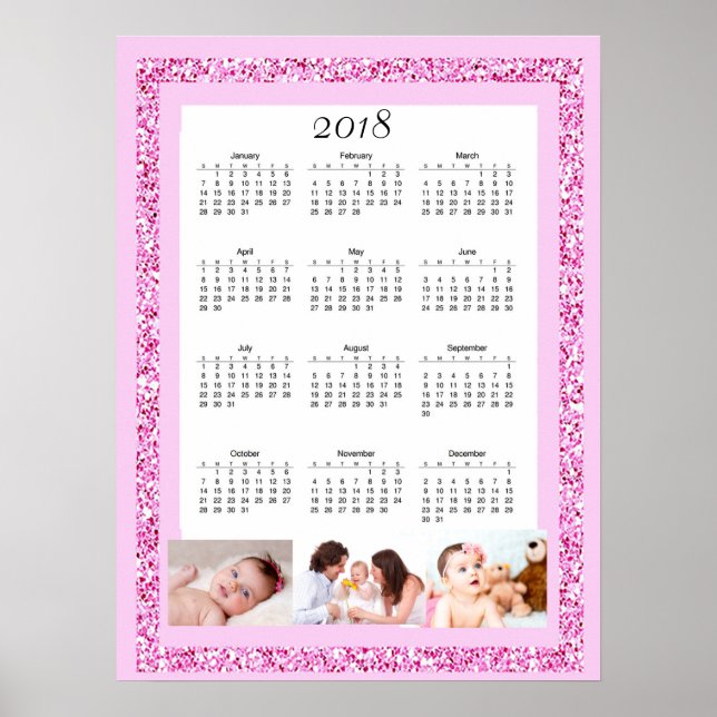 Personalised Photo 2018 Calendar Poster (Front)