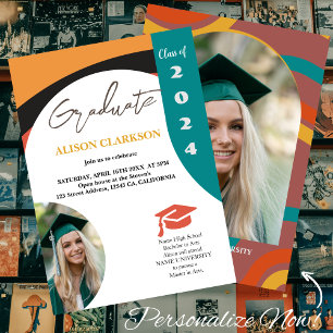 Personalised Photo 2024 Retro Party Graduation Invitation