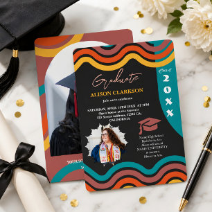 Personalised Photo 2025 Retro Funky Graduation Invitation